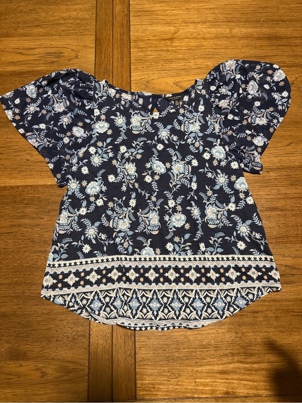 Women’s Navy Floral Short-Sleeve Top
